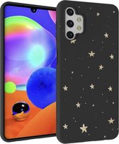 iMoshion Hoesje Geschikt voor Samsung Galaxy A32 (5G) Hoesje Siliconen - iMoshion Design hoesje - Zwart / Meerkleurig / Goud / Stars Gold
