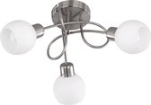 LED Plafondlamp - Trinon Frudo - 12W - E14 Fitting - Warm Wit 3000K - 3-lichts - Dimbaar - Rond - Mat Nikkel - Aluminium