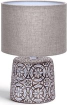 LED Tafellamp - Tafelverlichting - Igna Herdon - E14 Fitting - Rond - Mat Bruin - Keramiek