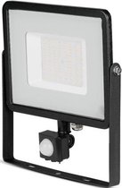 SAMSUNG - LED Bouwlamp 50 Watt met Sensor - LED Schijnwerper - Vorin Dana - Warm Wit 3000K - Mat Zwart - Aluminium