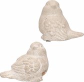 Decoratie dieren beelden set van 2x stuks mussen vogels wit 8 cm - Tuinbeelden - Vogeltjes