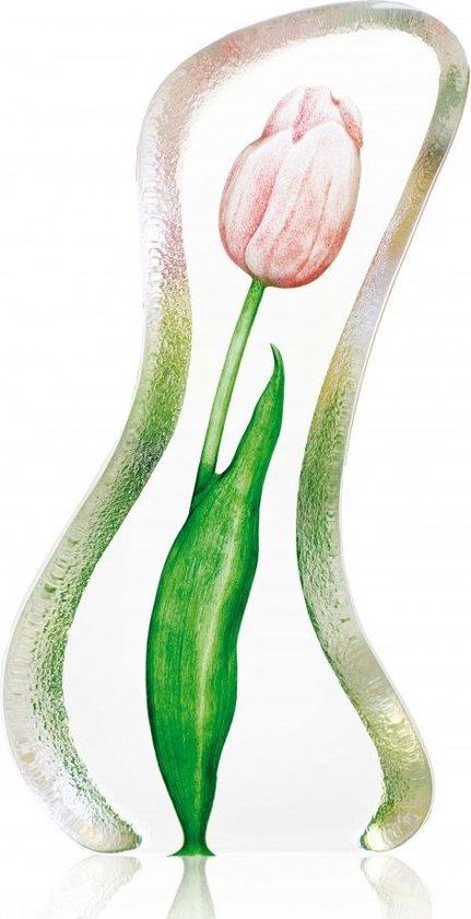 Maleras sculpture en cristal de verre tulp grande statue de fleur à la main 9x18 cm