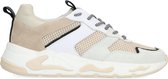 Manfield - Dames - Witte suède sneakers met beige en zwarte details - Maat 38