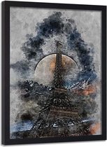 Foto in frame , Abstracte Eiffeltoren ,70x100cm , Multikleur , wanddecoratie