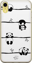 iPhone XR hoesje - Panda - Soft Case Telefoonhoesje - Print - Zwart