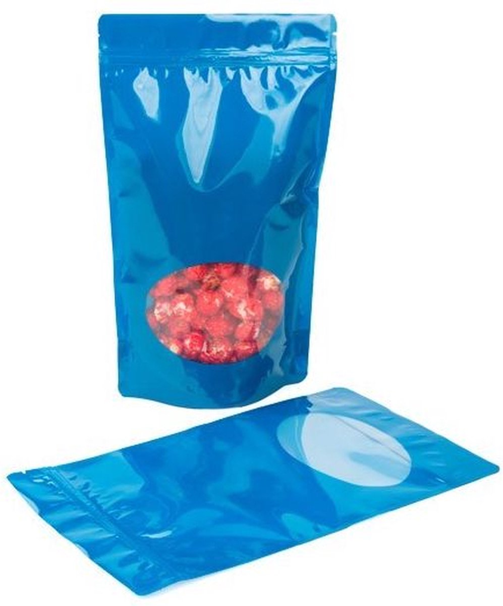 Stazakken Blauw met ovaal Venster 17x9x28,5cm | 340 gram (100 stuks)