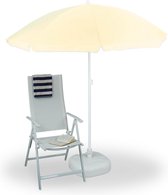 Bol.com Relaxdays parasol met knikarm 180 cm - kantelbare strandparasol - ronde tuinparasol balkon - Naturel aanbieding