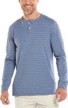 Coolibar - UV Shirt voor heren - Longsleeve - Mojave Henley - Pacifisch Blauw - maat XXL