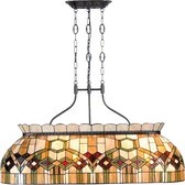 LumiLamp Hanglamp Tiffany 115x36x130 Groen Metaal Glas Rechthoek Hanglamp Eettafel
