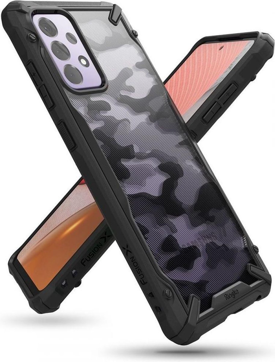 Ringke Fusion Backcase hoesje Geschikt Voor Samsung A72 Zwart Camo