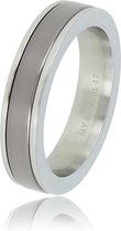 My Bendel - Keramische dames ring - zilver - grijs - 4,5 mm brede dames ring met grijs gepolijst keramiek - Met luxe cadeauverpakking