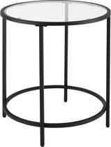 Bijzettafel Ahtari rond glas en metaal 55xØ50 cm zwart
