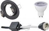 LED Spot Set - Trinon - GU10 Fitting - Dimbaar - Inbouw Rond - Mat Zwart - 6W - Warm Wit 3000K - Kantelbaar Ø83mm