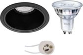 PHILIPS - LED Spot Set - SceneSwitch 827 36D - Primux Minko Pro - GU10 Fitting - Dimbaar - Inbouw Rond - Mat Zwart - 1.5W-5W - Warm Wit 2200K-2700K - Verdiept - Ø90mm