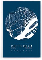 Walljar - Stadskaart Rotterdam Centrum IV - Muurdecoratie - Poster met lijst