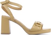 BiBi Lou Sandalen Dames / Damesschoenen - Leer   - Blokhak hoogte  5 - 7 cm - 539P10 - Camel - Maat 40