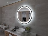 Viidako Badkamerspiegel met LED verlichting – Anti Condens - Mat Zwart – 3 LED standen – Hip design – Goede kwaliteit – Met Klok
