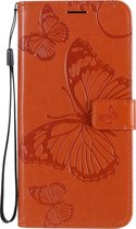 Oppo Reno 4 Pro 5G Hoesje - Mobigear - Butterfly Serie - Kunstlederen Bookcase - Oranje - Hoesje Geschikt Voor Oppo Reno 4 Pro 5G