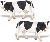 3x stuks plastic boerderij dieren speelgoed figuur Holstein-friesian koeien 12 cm - Zwart/witte koeien