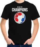 Nederland EK/ WK supporter t-shirt - we are the champions met Nederlandse voetbal - zwart - kinderen - kleding / shirt 158/164