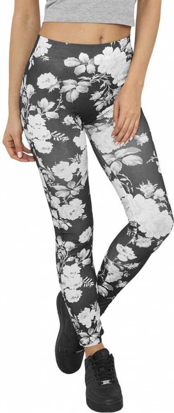 Legging Urban Classics -S- Flower Graphic Noir / Blanc