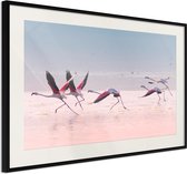 Artgeist - Schilderij - Flamingos Breaking Into A Flight - Multicolor - 45 X 30 Cm