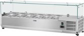Royal Catering Opzetkoelvitrine - 150 x 39 cm - 6 GN 1/3 containers - glasafdekking