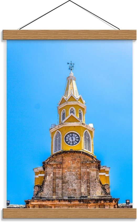 Schoolplaat – Clock Tower Monument in Colombia - 30x40cm Foto op Textielposter (Wanddecoratie op Schoolplaat)