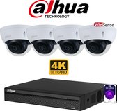 Dahua professionele 8 MP 4K model Dome IP camera set - 8 kanaals PoE NVR - 2TB schijf - Starlight - WizSense  - Vandaalbestendig