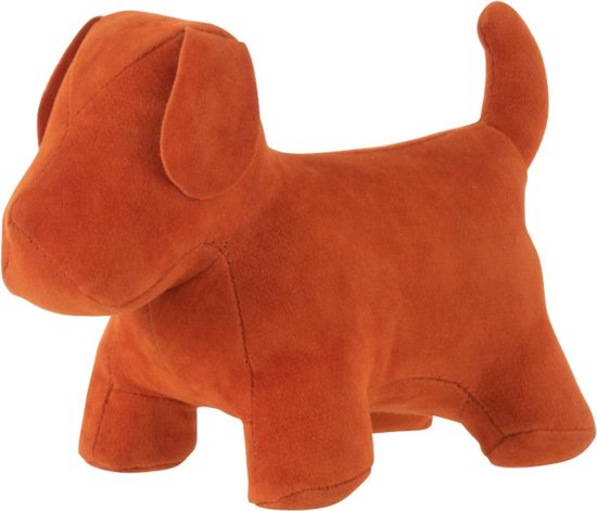 J-Line figuur Hond Deco Mat - fluweel/katoen - oranje - small