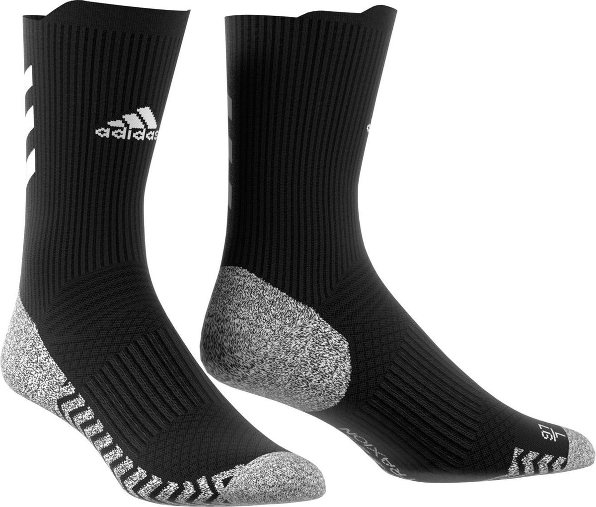 adidas Alphaskin Traxion Crew Light Cushion Sock Primegreen adidas 49 51 Zwart