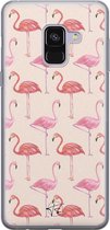 Samsung Galaxy A8 2018 siliconen hoesje - Flamingo - Soft Case Telefoonhoesje - Roze - Print