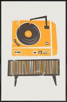 JUNIQE - Poster in kunststof lijst Vinyl Junkie -30x45 /Grijs & Oranje