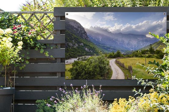 Route entre prairie et montagne en Albanie 180x120 cm XXL / Groot format!