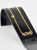 Ketting love + hartje - goud