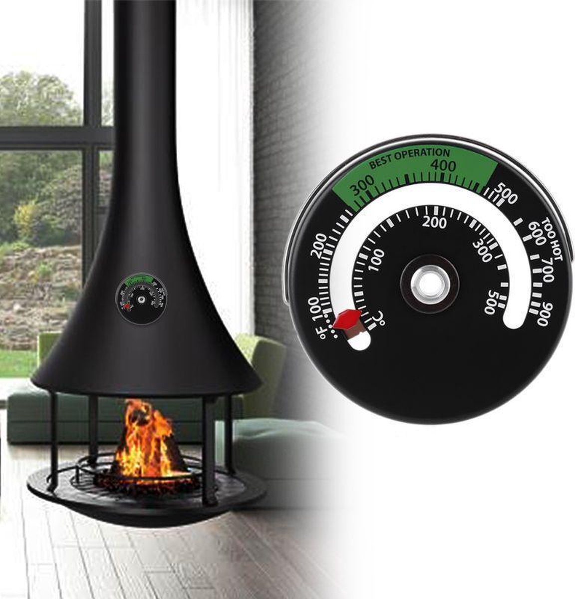 Magnetische haardkachel thermometer temperatuurmonitor efficiëntie verhogen en brandstofverbruik optimaliseren - [As Seen on Image]