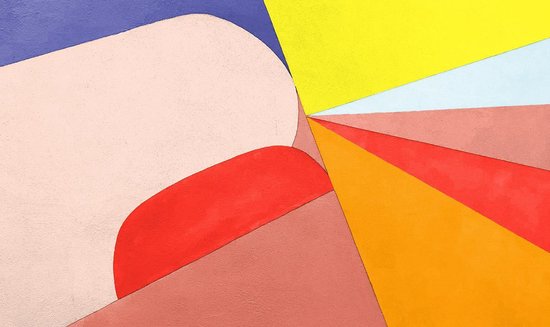 Schilderij - abstract - kleurrijke vormen - Collectie Funky - Dibond wit - 118x70cm