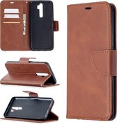 Voor Oppo A5 (2020) / A9 (2020) Retro lamsleer textuur Pure kleur horizontaal Flip PU lederen tas met houder & kaartsleuven & portemonnee & lanyard (bruin)