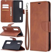 Voor OPPO Find X2 Pro Retro Lambskin Texture Pure Color Horizontale Flip PU Leather Case, met houder & kaartsleuven & portemonnee & lanyard (bruin)