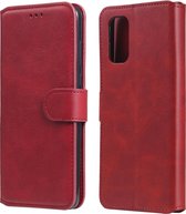 Voor OPPO Realme 7 5G / Realme V5 klassieke kalfsstructuur PU + TPU horizontale flip lederen tas, met houder & kaartsleuven en portemonnee (rood)