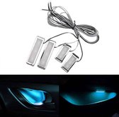 4 STUKS Universele Auto LED Binnenhandvat Licht Sfeerverlichting Decoratieve Lamp DC12V / 0.5 W Kabellengte: 75 cm (Ijsblauw Licht)