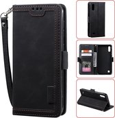 Voor Galaxy A10 / M10 Retro Splicing Horizontale Flip lederen tas met kaartsleuven & houder & portemonnee (zwart)