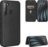 Voor HTC Desire 20 Pro Carbon Fiber Texture Magnetische Horizontale Flip TPU + PC + PU Leather Case met Card Slot (Zwart)