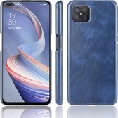 Voor Oppo Reno4 Z 5G / A92S Schokbestendig Litchi Texture PC + PU Case (blauw)