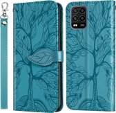 Voor Xiaomi Mi 10 Lite 5G Life of Tree Embossing Pattern Horizontale flip lederen tas met houder & kaartsleuf & portemonnee & fotolijst & lanyard (blauw)