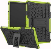 Voor Huawei MediaPad M5 Lite 10.1 inch Bandentextuur Schokbestendig TPU + PC Beschermhoes met houder (groen)