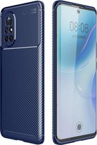 Voor Huawei nova 8 5G koolstofvezel textuur schokbestendig TPU-hoesje (blauw)