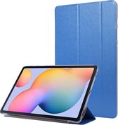 Voor Samsung Galaxy Tab S7 + / T970 Zijdestructuur Drievoudige horizontale flip lederen tas met houder en penhouder (blauw)