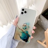 Dubbelzijdige film IMD schokbestendige TPU beschermhoes met ringhouder voor iPhone 11 Pro (ingots blauw)