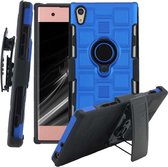 Voor Sony Xperia XA1 3 in 1 Cube PC + TPU beschermhoes met 360 graden draaien zwarte ringhouder (blauw)